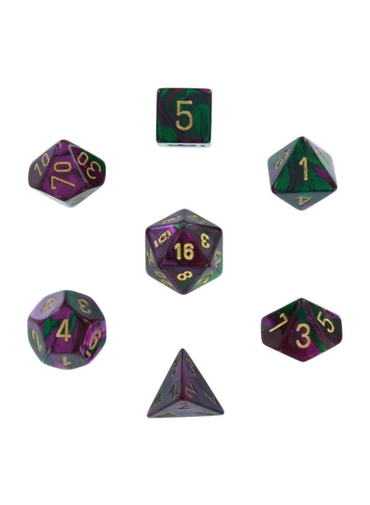 Green-Purple / Gold: Gemini Polyhedral Dice Set (7's) CHX 26434