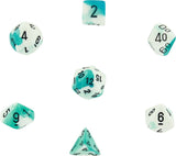 Teal-White / Black: Gemini Polyhedral  Dice Set (7's) CHX 26444