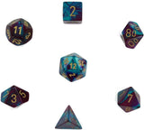 Purple-Teal / Gold: Gemini Polyhedral Dice Set (7's) CHX 26449