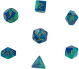 Blue-Teal / Gold: Gemini Polyhedral Dice Set (7's) CHX 26459