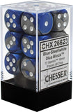Blue-Steel / White: Gemini 12d6 16mm Dice Set CHX 26623