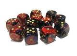 Purple-Red / Gold: Gemini 12d6 16mm Dice Set CHX 26626