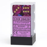 Blue-Purple / Gold: Gemini 12d6 16mm Dice Block CHX 26628
