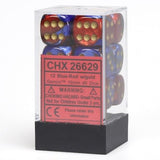Blue-Red / Gold: Gemini 12d6 16mm Dice Set CHX 26629