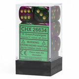Green-Purple / Gold: Gemini 12d6 16mm Dice Set CHX 26634