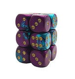 Purple-Teal / Gold: Gemini 12d6 16mm Dice Block CHX 26649