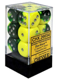 Green-Yellow / Silver: Gemini 12d6 16mm Dice Set CHX 26654