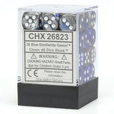 Blue-Steel / White: Gemini 36d6 12mm Dice Block CHX 26823