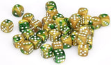 Gold-Green / White: Gemini 36d6 12mm Dice Block CHX 26825