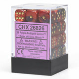 Purple-Red / Gold: Gemini 36d6 12mm Dice Block CHX 26826