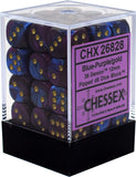 Blue-Purple / Gold: Gemini 36d6 12mm Dice Block CHX 26828
