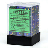 Blue-Green / Gold: Gemini 36d6 12mm Dice Block CHX 26836