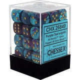 Purple-Teal / Gold: Gemini 36d6 12mm Dice Block CHX 26849