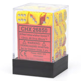 Red-Yellow / Silver: Gemini 12mm 36d6 Dice Block CHX 26850