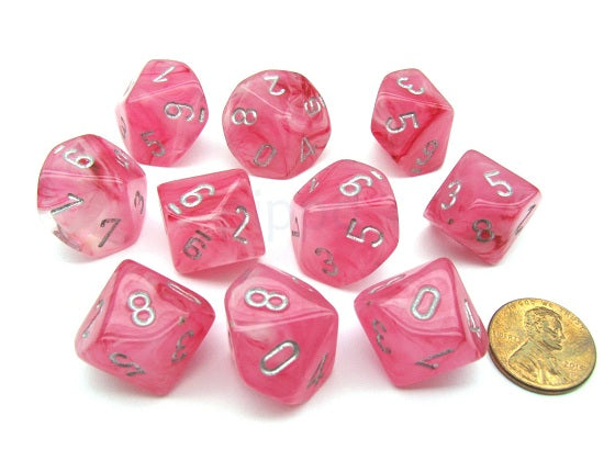 Pink / Silver: Ghostly Glow d10 Dice Set (10's)  CHX 27324