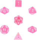 Pink / White: Frosted Polyhedral  Dice Set (7's) CHX 27464