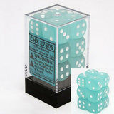 Teal / White: Frosted 12d6 16mm Dice Block CHX 27605