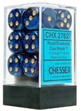 Royal Blue / Gold: Scarab 12d6 16mm Dice Set CHX 27627