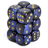 Royal Blue / Gold: Scarab 12d6 16mm Dice Set CHX 27627