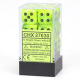 Bright Green / Black: Vortex 12d6 16mm Dice Set CHX 27630