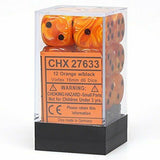 Orange / Black: Vortex 12d6 16mm Dice Block CHX 27633