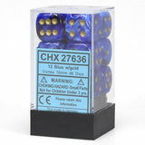 Blue / Gold: Vortex 12d6 16mm Dice Block CHX 27636