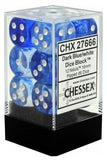 Dark Blue / White: Nebula 12d6 16mm Dice Set CHX 27666