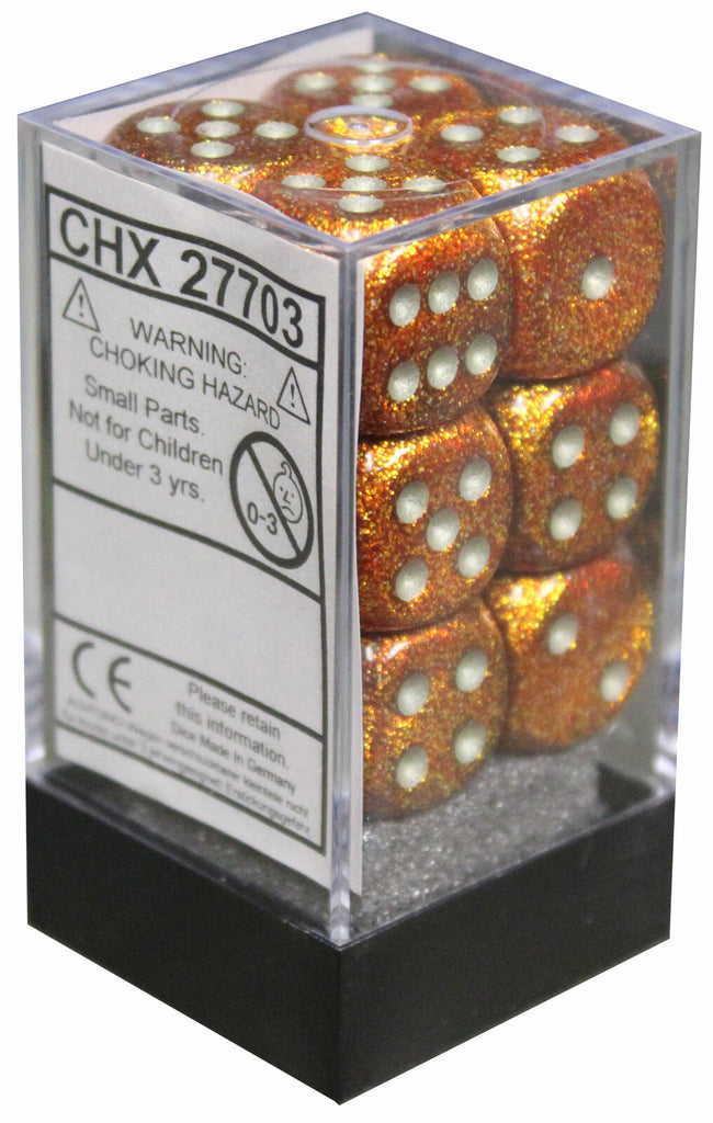 Gold / Silver: Glitter 12d6 16mm Dice Set CHX 27703