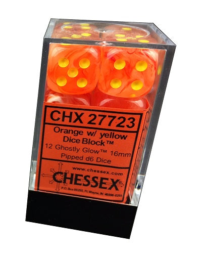 Orange / Yellow: Ghostly Glow 12d6 16mm Dice Block CHX 27723