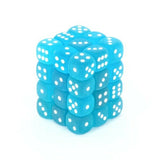 Caribbean Blue / White: Frosted 36d6 12mm Dice Block CHX 27816