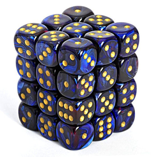Royal Blue / Gold: Scarab 36d6 12mm Dice Block CHX 27827