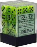 Bright Green / Black: Vortex 36d6 12mm Dice Block CHX 27830