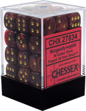 Burgundy / Gold: Vortex 36d6 12mm Dice Block CHX 27834
