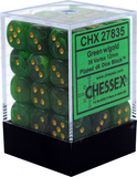 Green / Gold: Vortex 36d6 12mm Dice Block CHX 27835