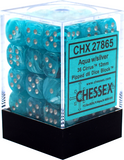 Aqua / Silver: Cirrus 36d6 12mm Dice Block CHX 27865