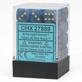 Teal / Gold: Phantom 36d6 12mm Dice Block CHX 27889