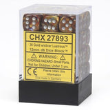 Gold / Silver: Lustrous 36d6 12mm Dice Block CHX 27893