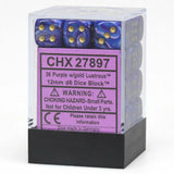 Purple / Gold: Lustrous 36d6 12mm Dice Block CHX 27897