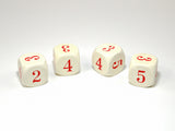 Opaque 16mm Averaging (2-3-3-4-4-5) Ivory / Red d6 CHX XQ2110