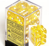 Yellow with White: Translucent 12d6 16mm Dice Set CHX 23602