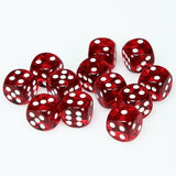 Red with White: Translucent 12d6 16mm Dice Set CHX 23604