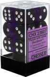 Purple with White: Translucent 12d6 16mm Dice Set CHX 23607