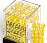 Yellow with White: Translucent 36d6 12mm Dice Block CHX 23802