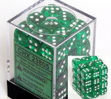 Green with White: Translucent 36d6 12mm Dice Block CHX 23805