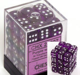 Purple with White: Translucent 36d6 12mm Dice Block CHX 23807