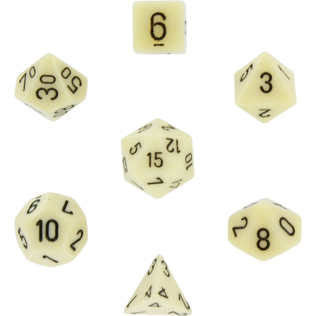 Ivory with Black: Opaque Polyhedral Dice Set (7's) CHX 25400