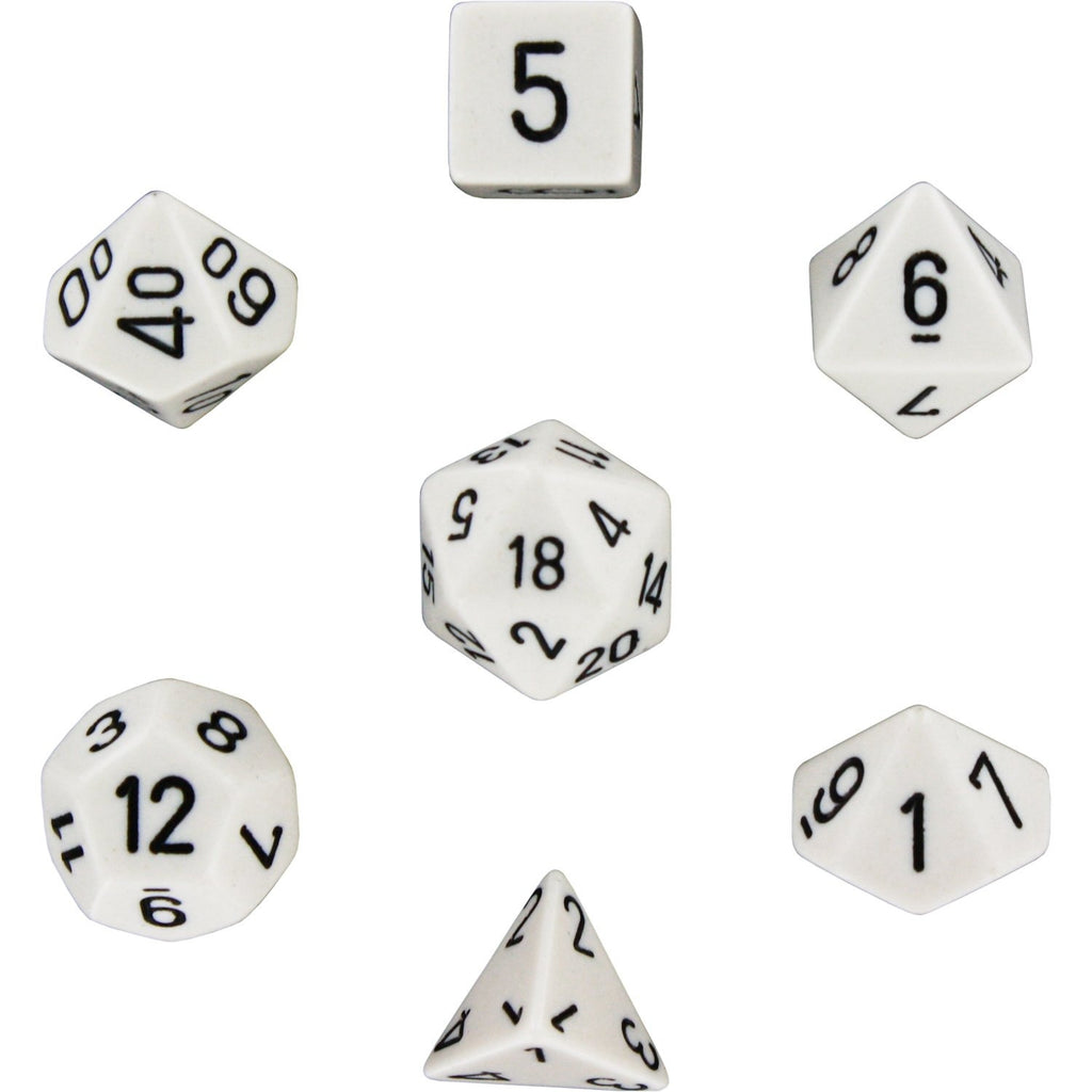White with Black: Opaque Polyhedral Dice Set (7's) CHX 25401