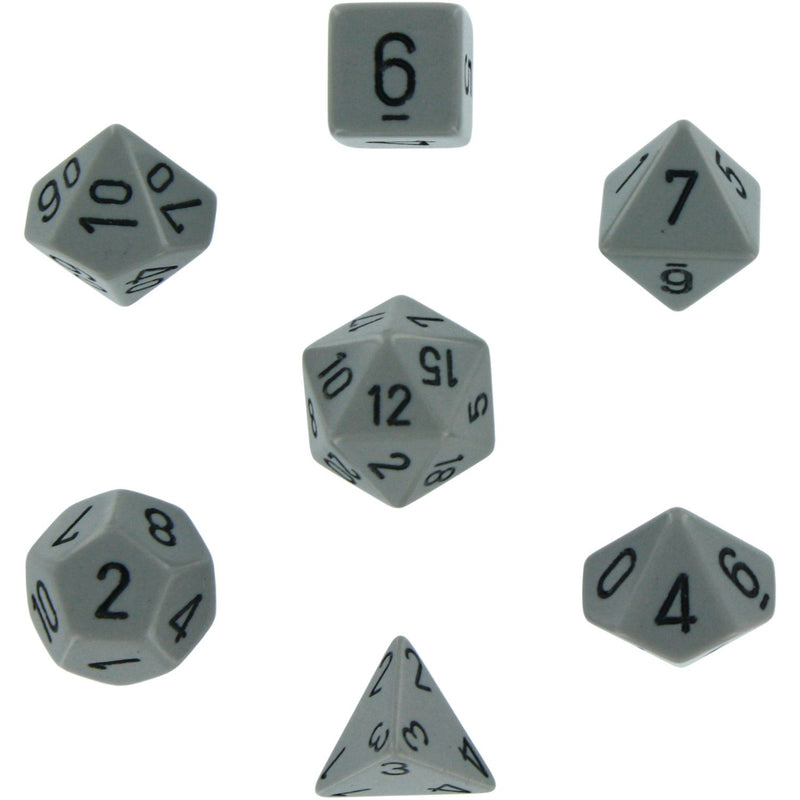 Grey with Black: Opaque Polyhedral Dice Set (7's) CHX 25410