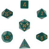 Dusty Green with Copper: Opaque Polyhedral Dice Set (7's) CHX 25415
