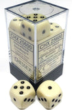 Ivory with Black: Opaque 12d6 16mm Dice Set  CHX 25600